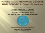 Nous vous convions à un Bain Sonore le 30 mars à 20h, à Port Ste Foy (33)