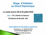 Stage d'initiation au Chant Diphonique les 29 & 30 juillet à Saint Antoine de Breuilh (24)