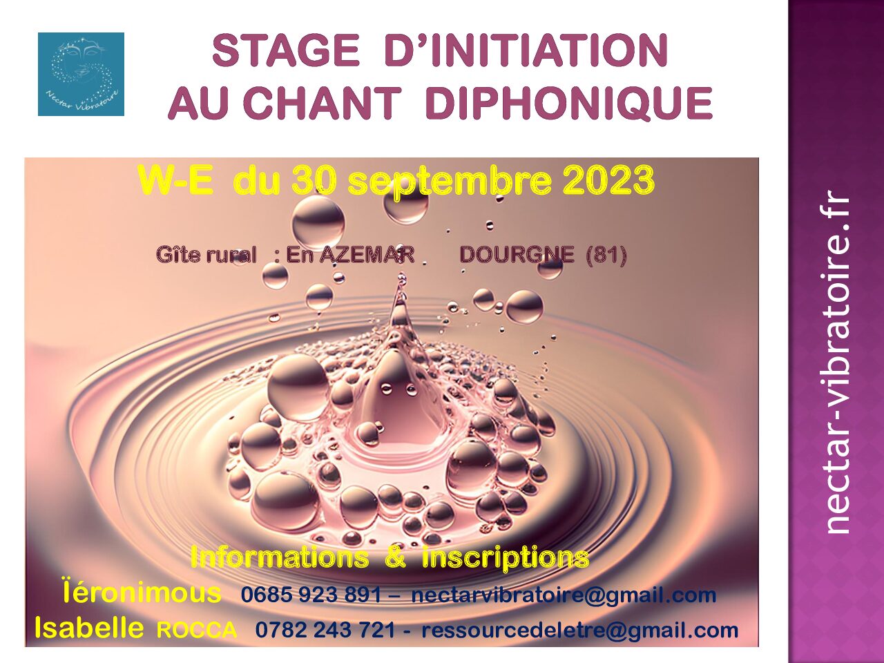 Stage d’initiation au Chant Diphonique à Dourgne (81) le w-e du 30 septembre 2023